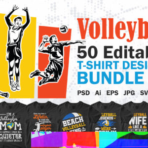 Volleyball 50 Editable T-shirt Designs Bundle Part 1